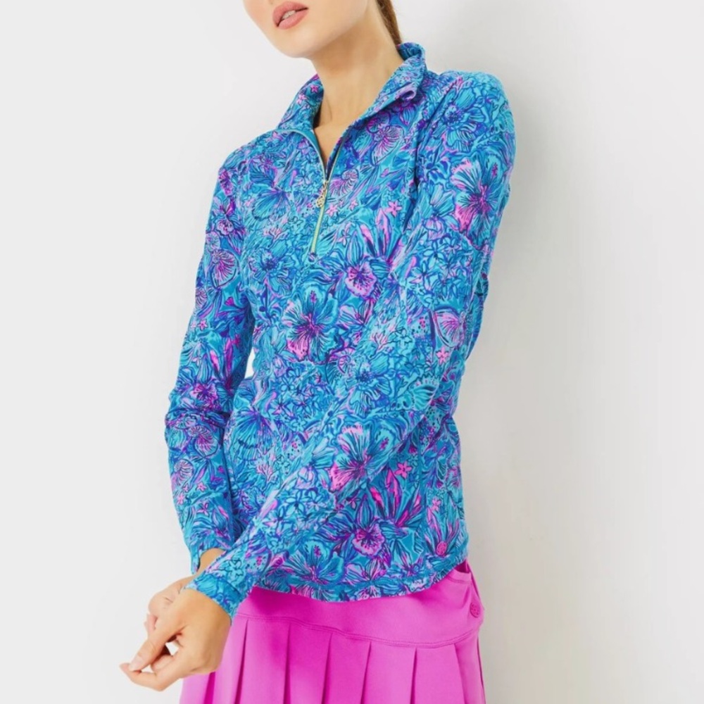 LILLY PULITZER JUSTINE HALF ZIP UPF 5
BREAKWATER BLUE SHELLS N BELLS M - Picture 11 of 11